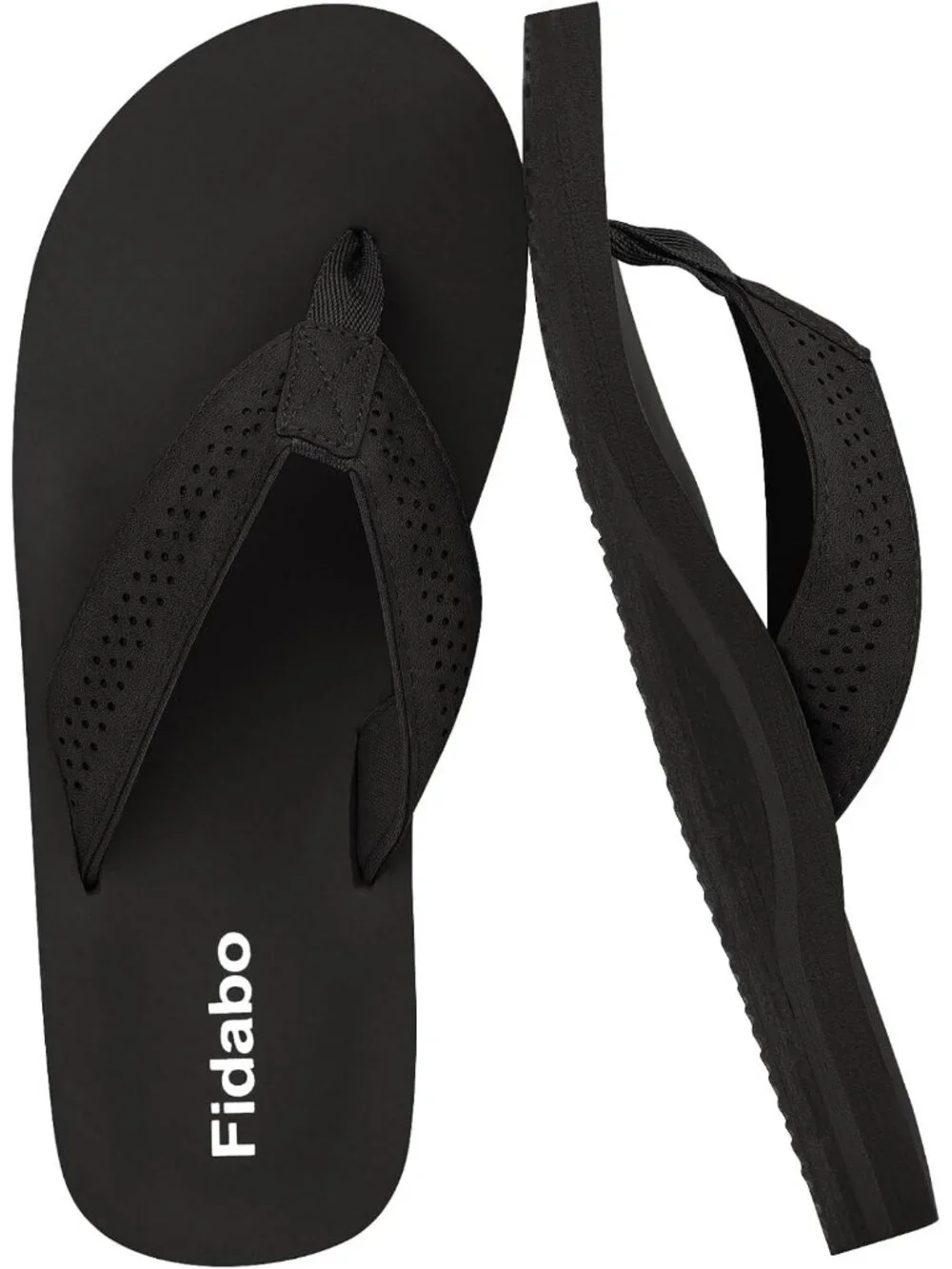 Men's Black Flip Flops With Arch Support Comfortable Yoga Mat Sandals Casual